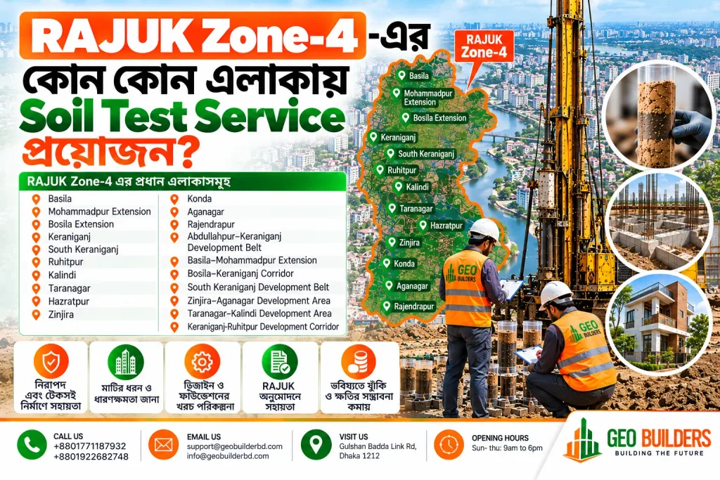 RAJUK Zone-4-এর কোন কোন এলাকায় Soil Test Service প্রয়োজন?